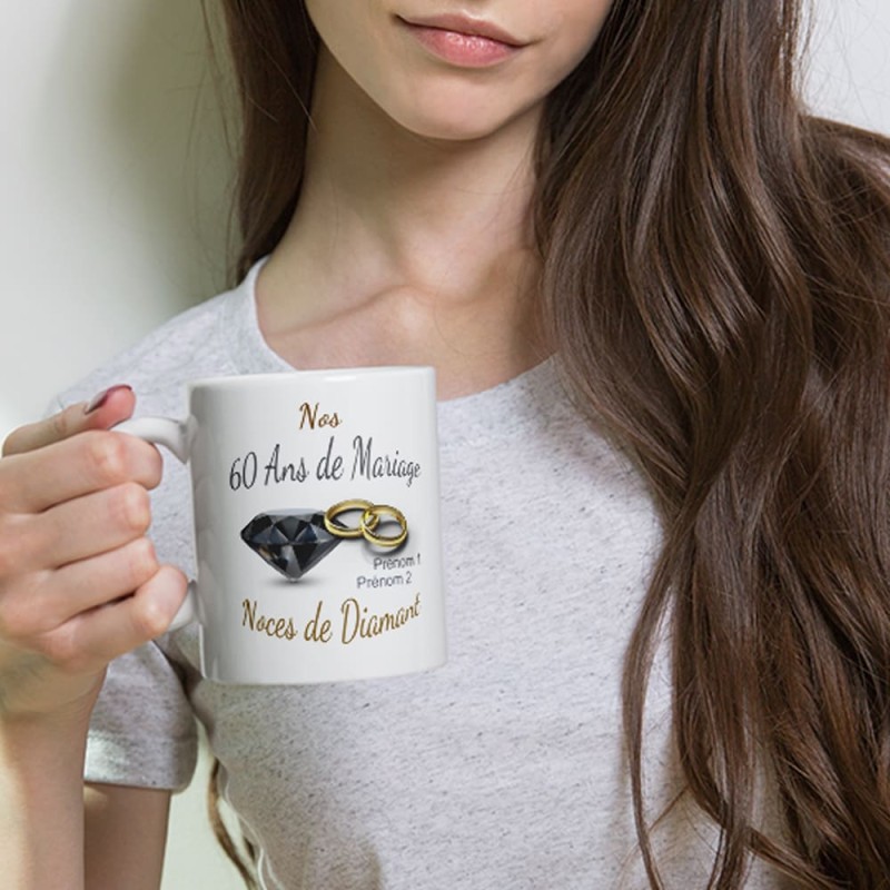 Mug personnalisable Nos 60 ans mariage noces de diamant