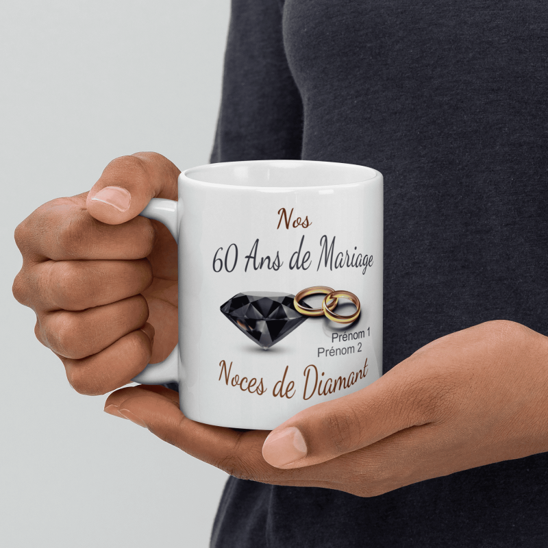 Mug personnalisable Nos 60 ans mariage noces de diamant