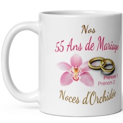 Tasse Nos 55 ans mariage personnalisée noces orchidée
