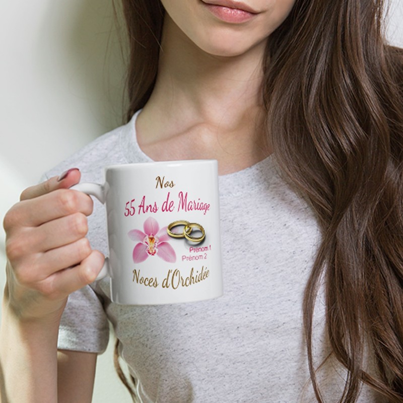 Tasse Nos 55 ans mariage personnalisée noces orchidée