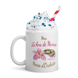 Tasse Nos 55 ans mariage personnalisée noces orchidée