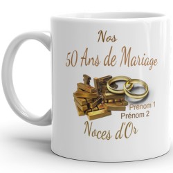 Mug personnalisé Nos 50 ans mariage noces d’or