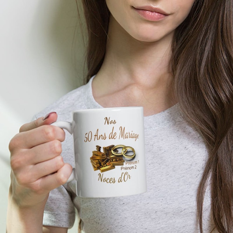 Mug personnalisé Nos 50 ans mariage noces d’or