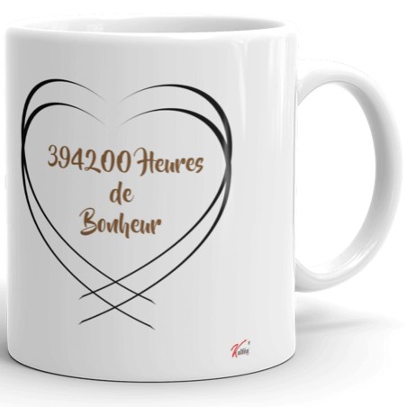 Mug personnalisé Nos 45 ans mariage noces de vermeil