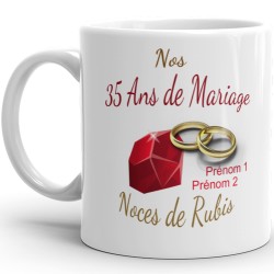 Mug noces de rubis personnalisation 35 ans mariage