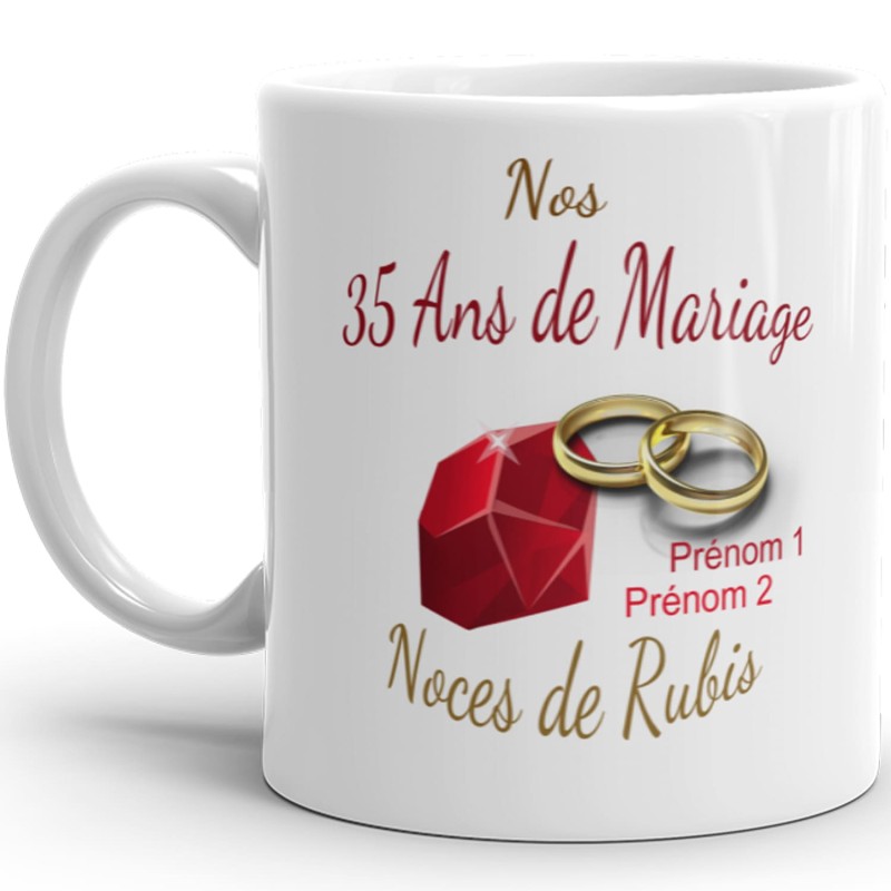 Mug noces de rubis personnalisation 35 ans mariage