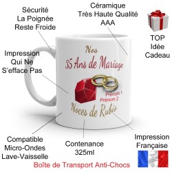 Mug noces de rubis personnalisation 35 ans mariage