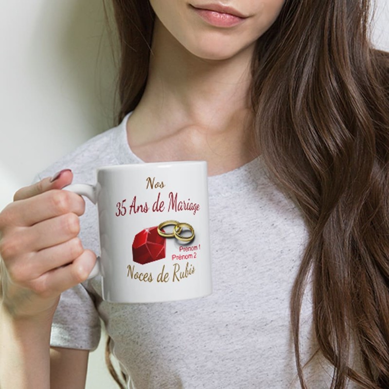 Mug noces de rubis personnalisation 35 ans mariage