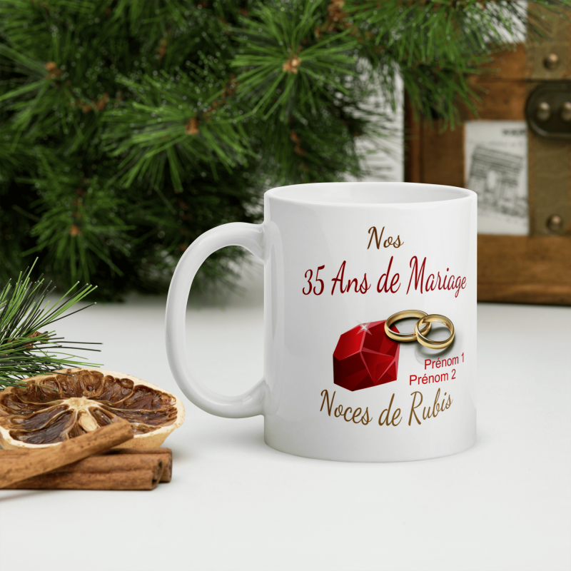 Mug noces de rubis personnalisation 35 ans mariage