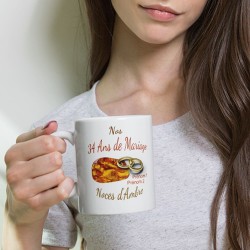Mug noces d’ambre personnalisation 34 ans mariage