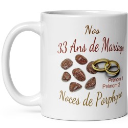Mug noces de porphyre personnalisation 33 ans mariage
