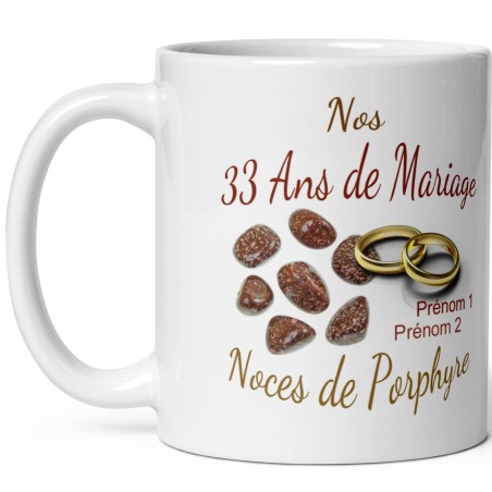 Mug noces de porphyre personnalisation 33 ans mariage