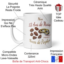 Mug noces de porphyre personnalisation 33 ans mariage
