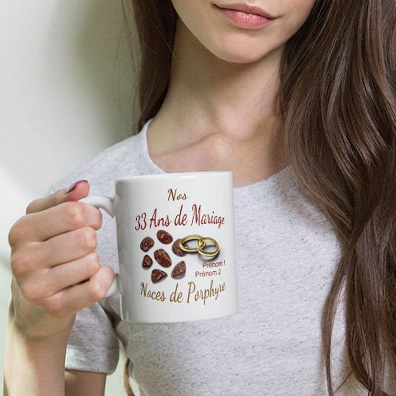 Mug noces de porphyre personnalisation 33 ans mariage