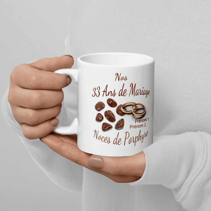 Mug noces de porphyre personnalisation 33 ans mariage