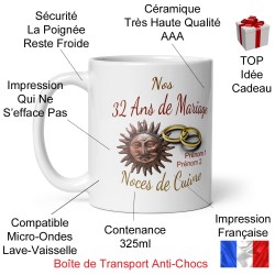 Mug noces de cuivre personnalisation 32 ans mariage