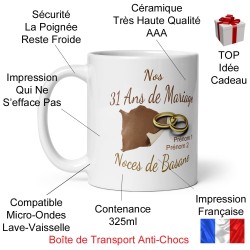 Mug noces de basane personnalisation 31 ans mariage