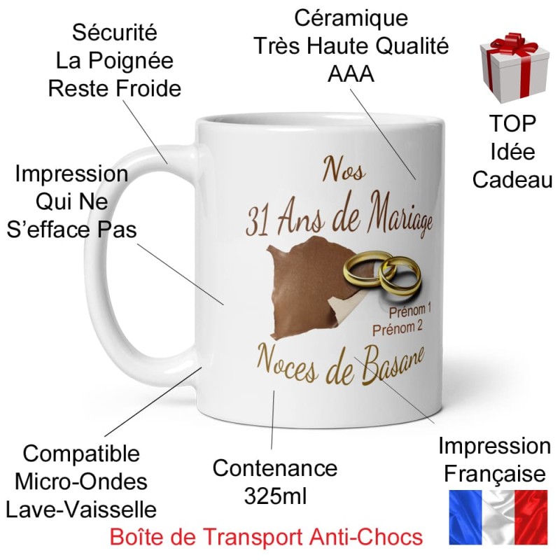 Mug noces de basane personnalisation 31 ans mariage