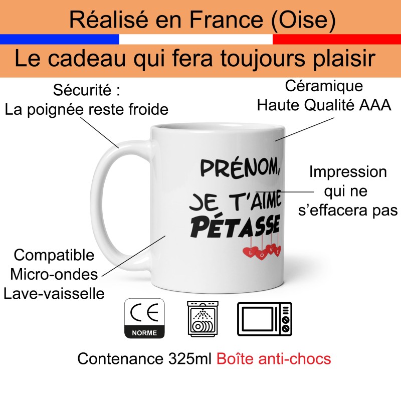 Tasse humour personnalisation prénom Je t’aime