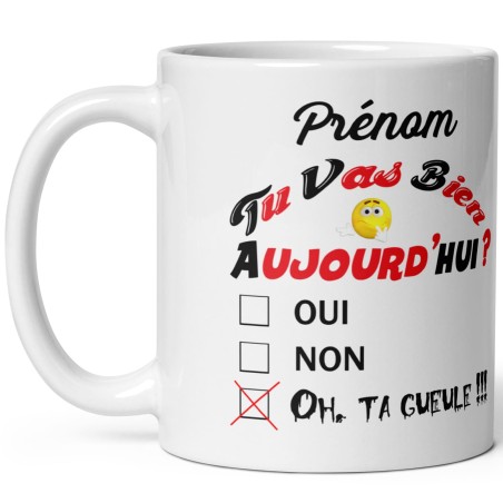 Mug humour prénom à personnaliser case cochée