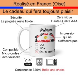 Mug humour prénom à personnaliser case cochée