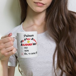 Mug humour prénom à personnaliser case cochée