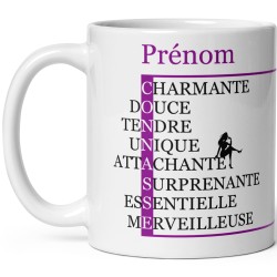 Mug prénom connasse humour romantique mots croisés