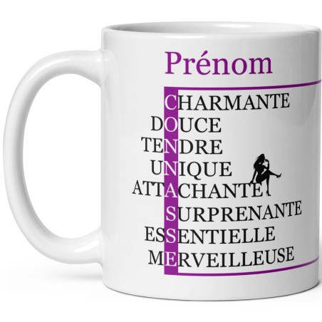 Mug prénom connasse humour romantique mots croisés