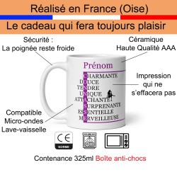 Mug prénom connasse humour romantique mots croisés
