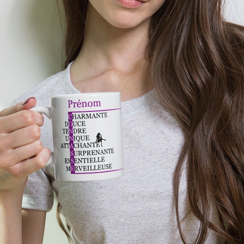 Mug prénom connasse humour romantique mots croisés