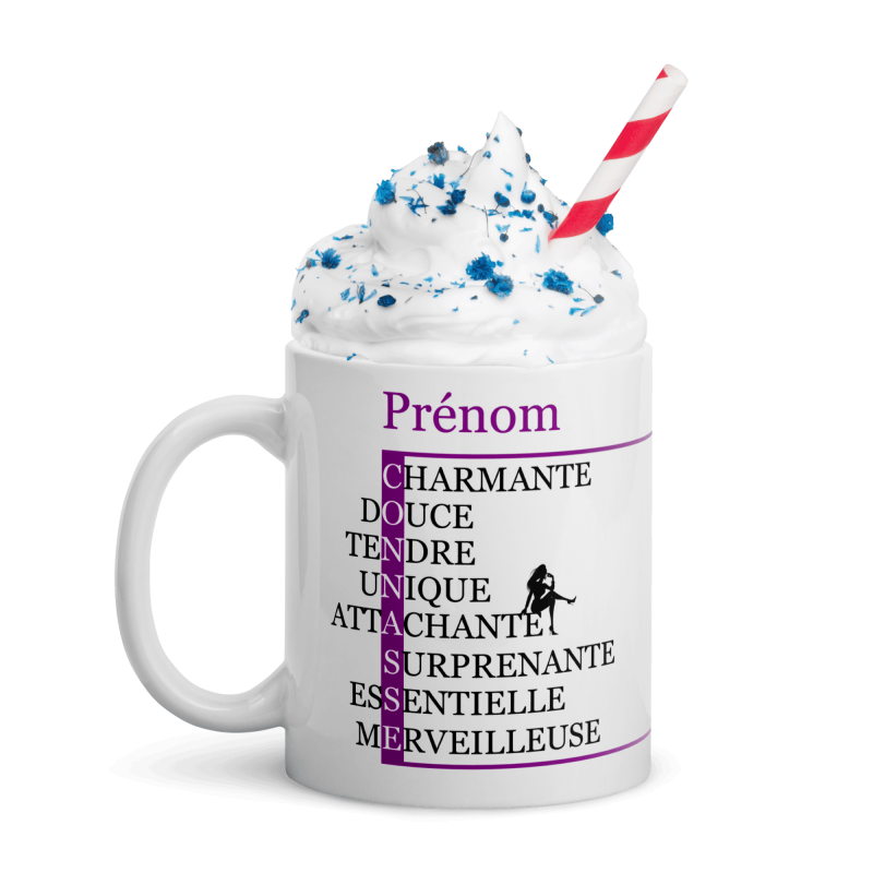 Mug prénom connasse humour romantique mots croisés