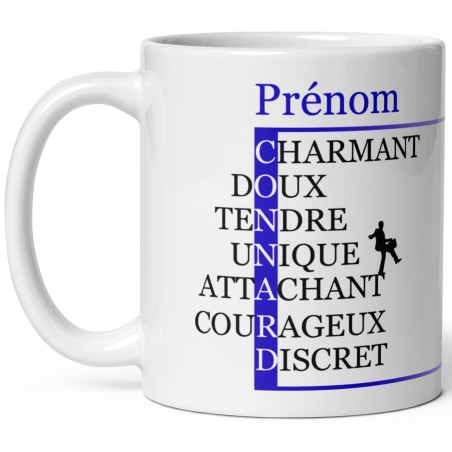 Tasse prénom connard humour romantique visage homme