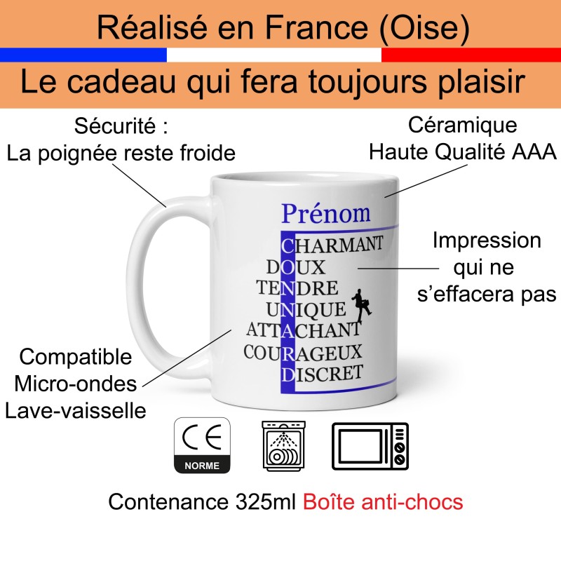 Tasse prénom connard humour romantique visage homme