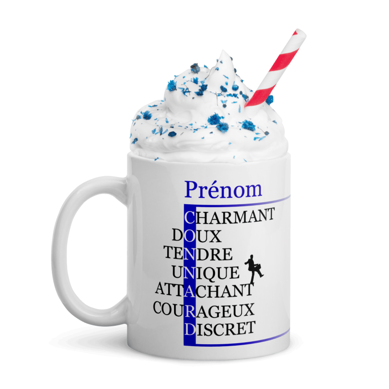 Tasse prénom connard humour romantique visage homme