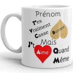 Mug humour prénom casse burnes attendrissant