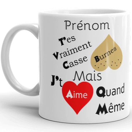 Mug humour prénom casse burnes attendrissant