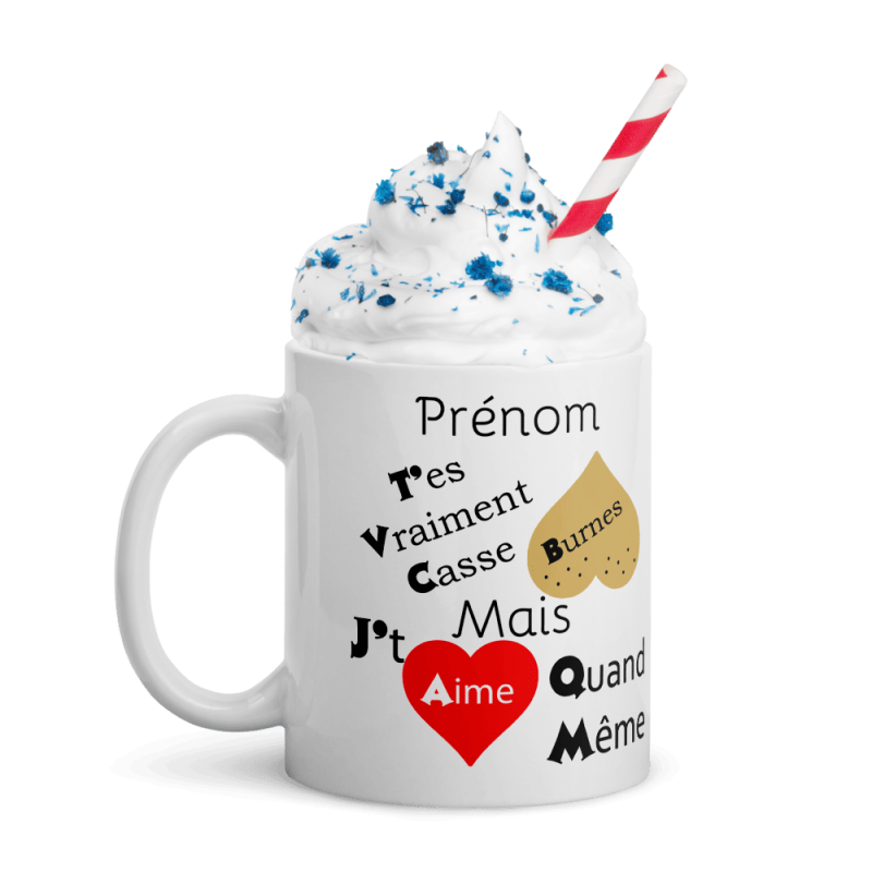 Mug humour prénom casse burnes attendrissant