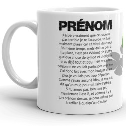 Mug prénom humour texte absurde trèfle chance