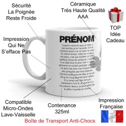 Mug prénom humour texte absurde trèfle chance